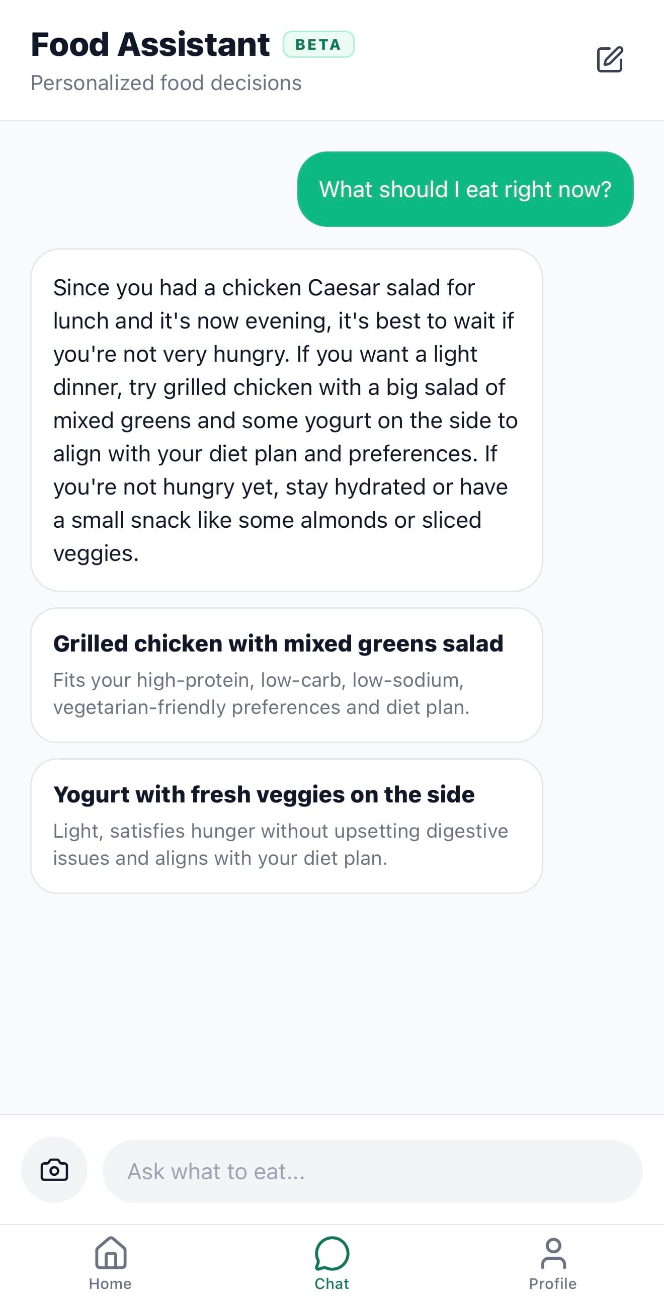 EatNext chat screen