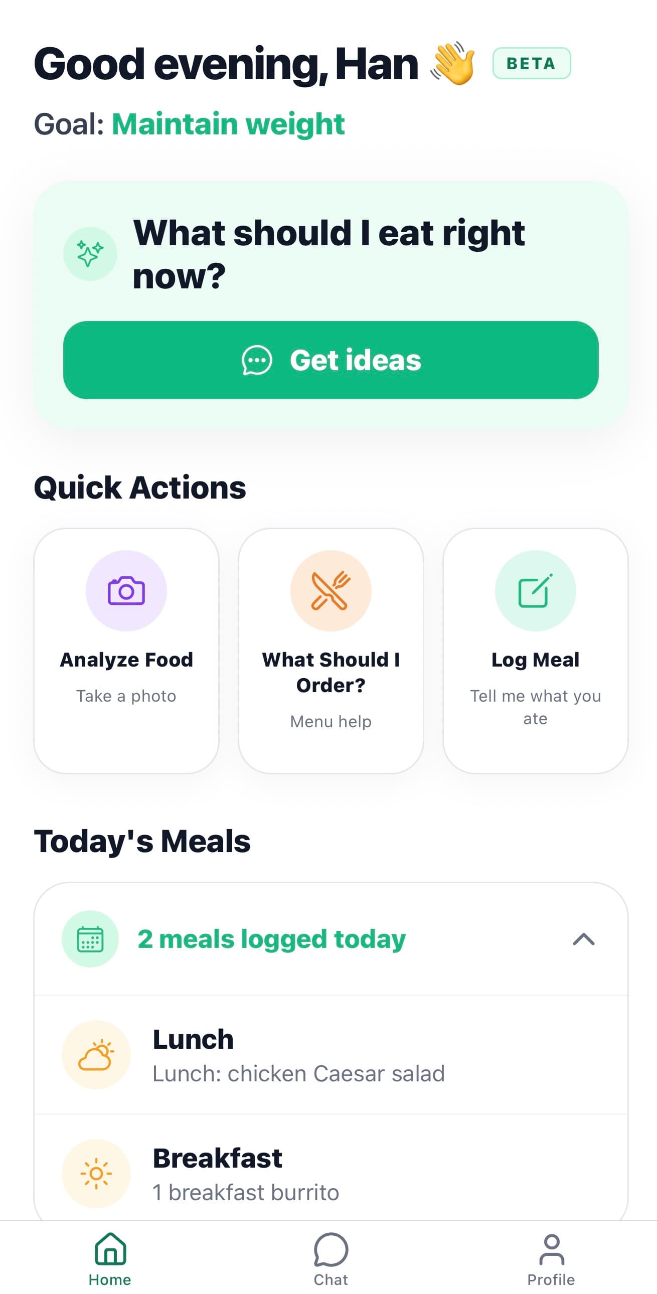 EatNext home screen